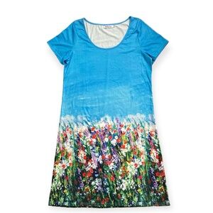 Misslook Flower T-Shirt Dress Women’s XL Sky Blue